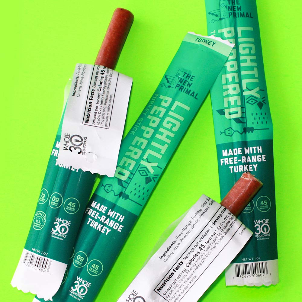 All Natural Lightly Peppered Turkey Meat Sticks - Pack of 20