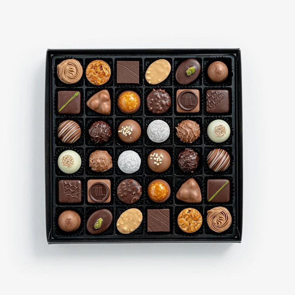 Läderach Swiss Chocolate Pralines & Truffles with Alcohol, 36 pcs per box