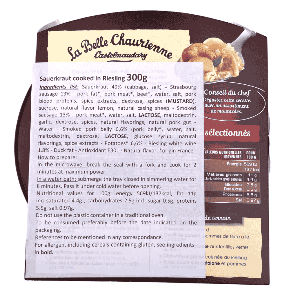 La Belle Chaurienne Garnished Sauerkraut with White Wine, Riesling - 300g - Pack of 2