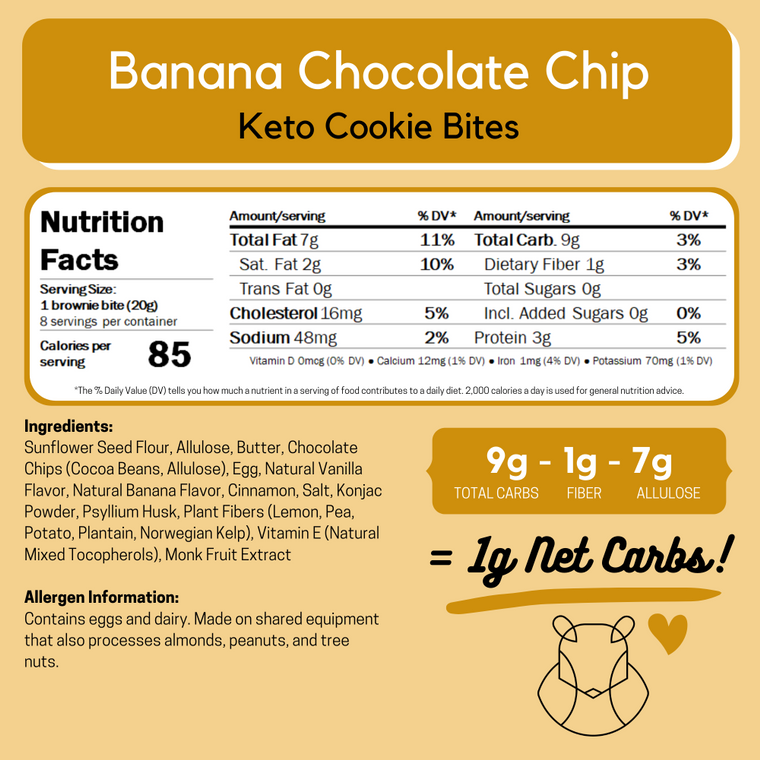 Banana Chocolate Chip Keto Cookie Bites