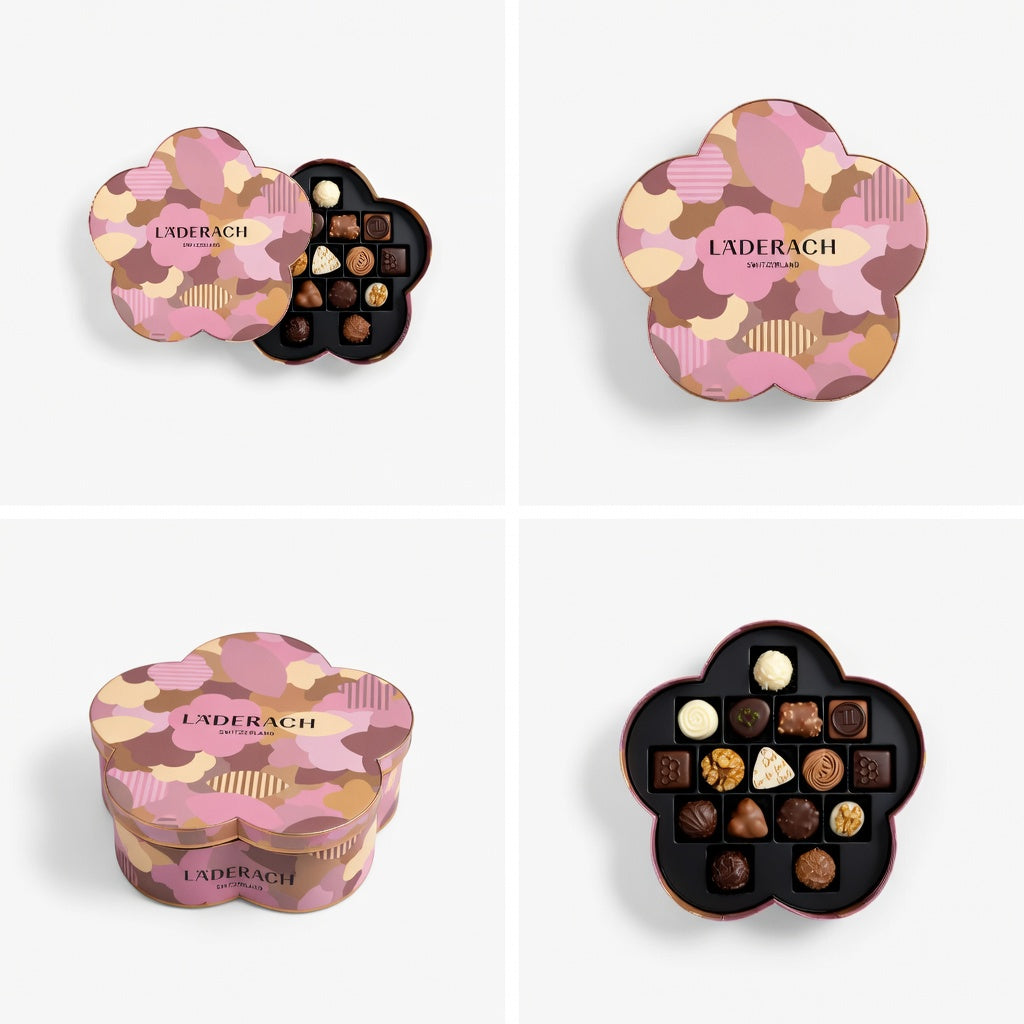 Läderach Swiss Chocolate Pralines and Truffles, 16 Piece Flower Box