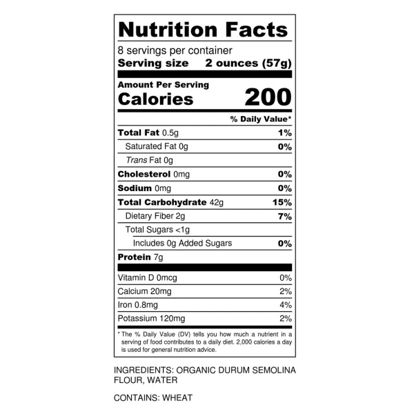 Zucca Organic Durum Semolina Pasta - DF, Non-Gmo, Vegan - 6 Pack