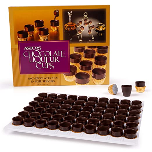 Chocolate Liqueur Cups - includes 60 Dark Chocolate Ready to Fill Cups, Mini Dessert Shells