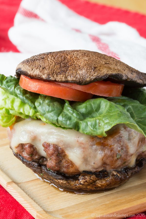 Meatball Parmesan Burgers {with a low carb option} - Portabello Mushrooms