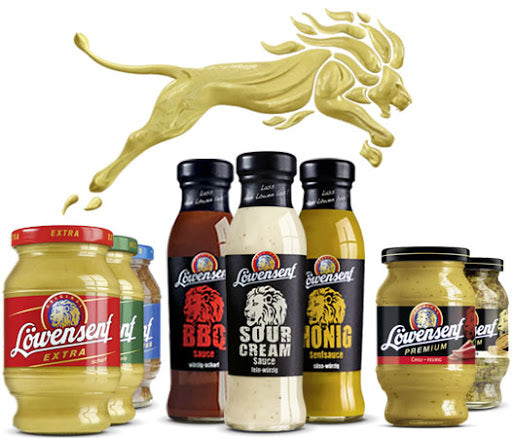 German Bavarian Sweet Mustard Jar - 4 Pack - Lowensenf