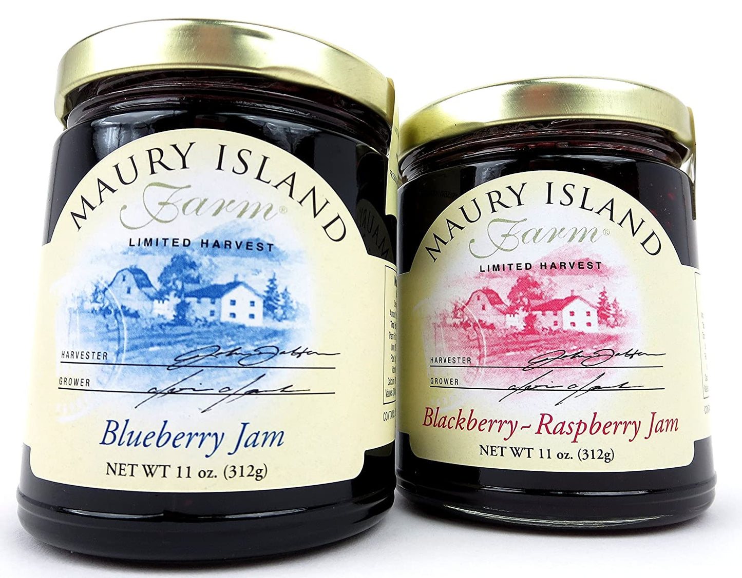 Maury Island Limited Harvest Natural Jams 3 Flavor Variety - Boysenberry, Marionberry, and Strawberry-Rhubarb
