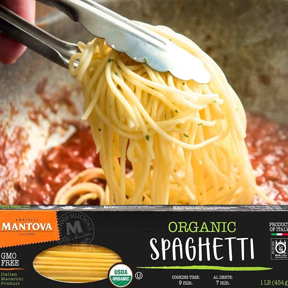 Mantova Organic Spaghetti Pasta - Non-GMO Italian Imported Pasta - 1 lb - Pack of 6