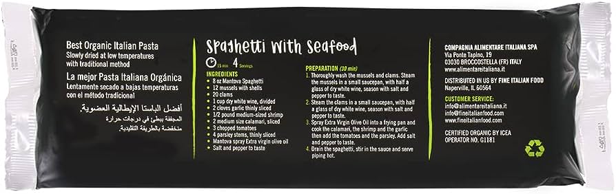 Mantova Organic Spaghetti Pasta - Non-GMO Italian Imported Pasta - 1 lb - Pack of 6