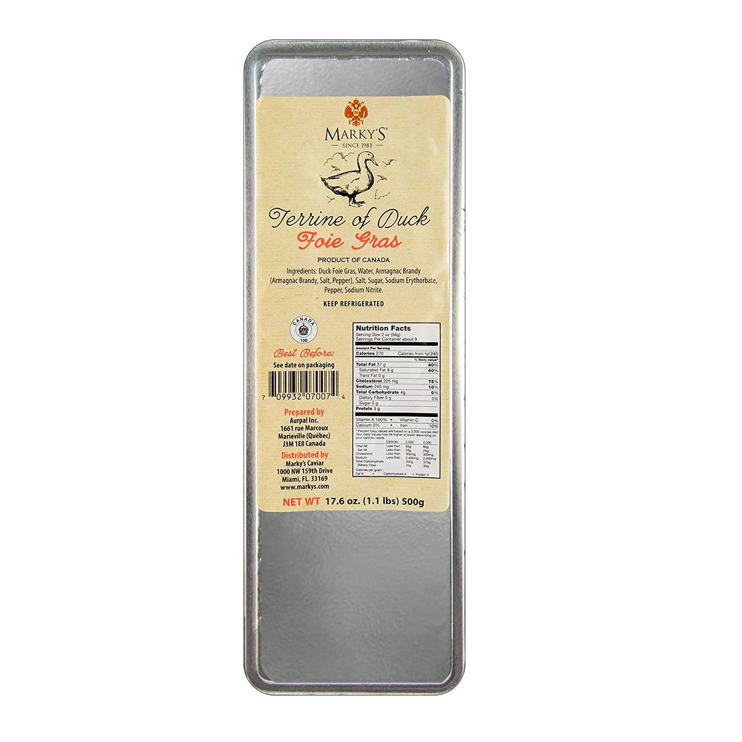 Caviar Duck Foie Gras Terrine – 1.1 lb – Duck Liver Pate Foie Gras