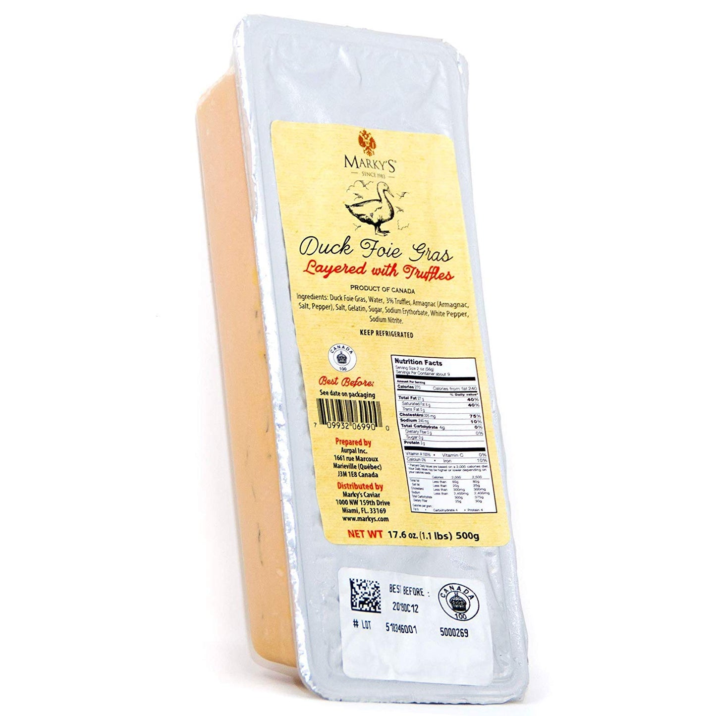 Caviar Duck Foie Gras Terrine – 1.1 lb – Duck Liver Pate Foie Gras