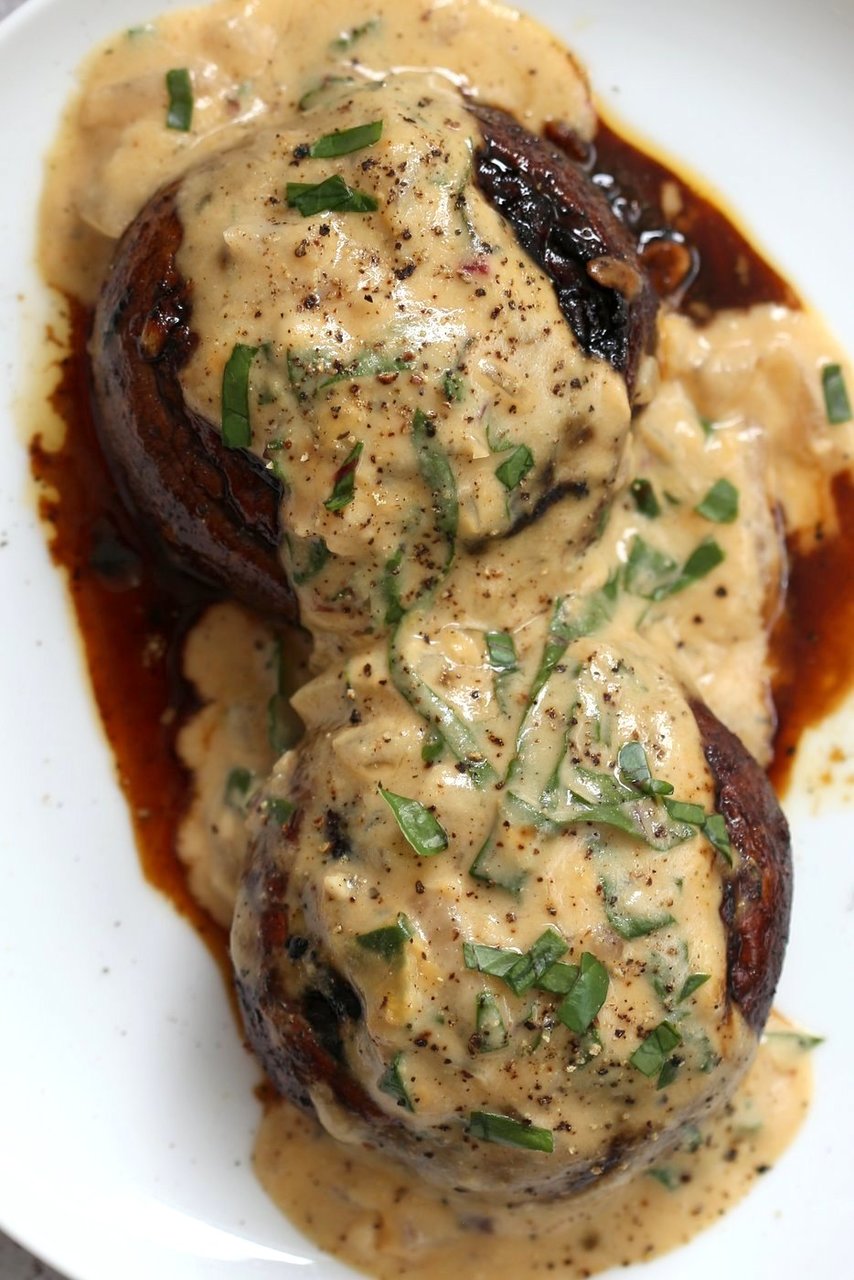 Grilled Portobello Mushrooms with Garlic Sauce