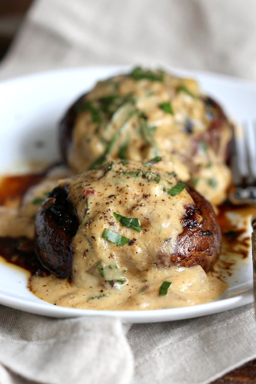 Grilled Portobello Mushrooms with Garlic Sauce