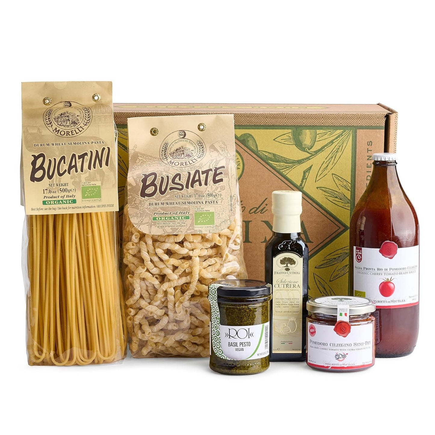 Mercato di Bellina Italian Food Gift Basket, La Cucina Italiana - A Vegan-Friendly, All-Natural Pasta Gift Basket, Gourmet Present for Foodies