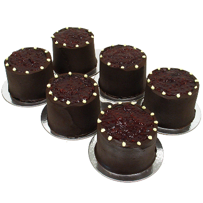 Chocolate Raspberry Mini Cakes - Six Included