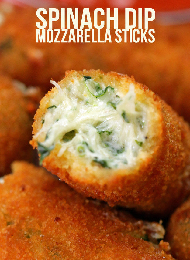 Spinach Dip Mozzarella Sticks