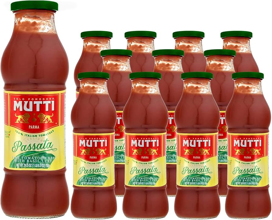 Mutti Italian Passata con Basilico Tomato Purée with Fresh Basil, 24 oz - Pack of 12