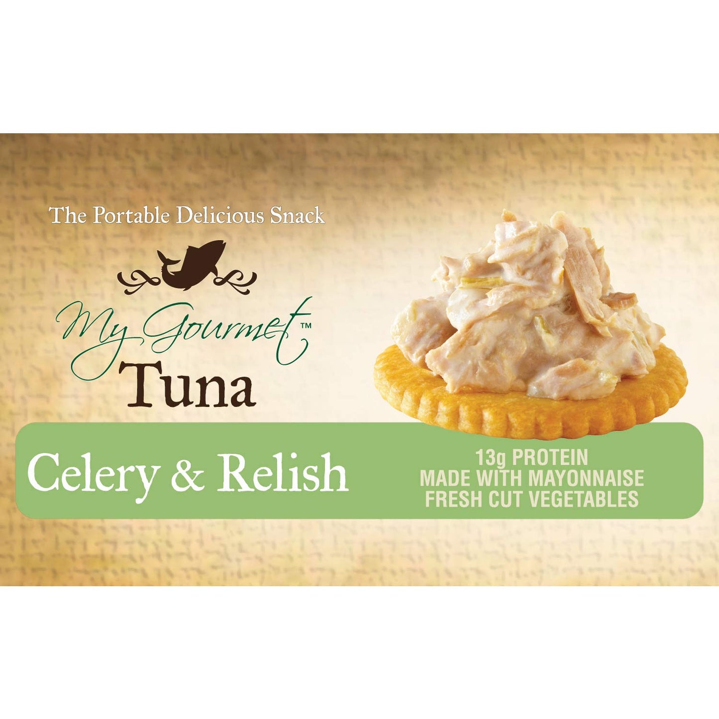 My Gourmet Products, Celery & Relish Tuna Salad with a Sweet-Sour Twist, Select Flaked Light Tuna with Fresh-Cut Veggies & Mayo - 12 Pack