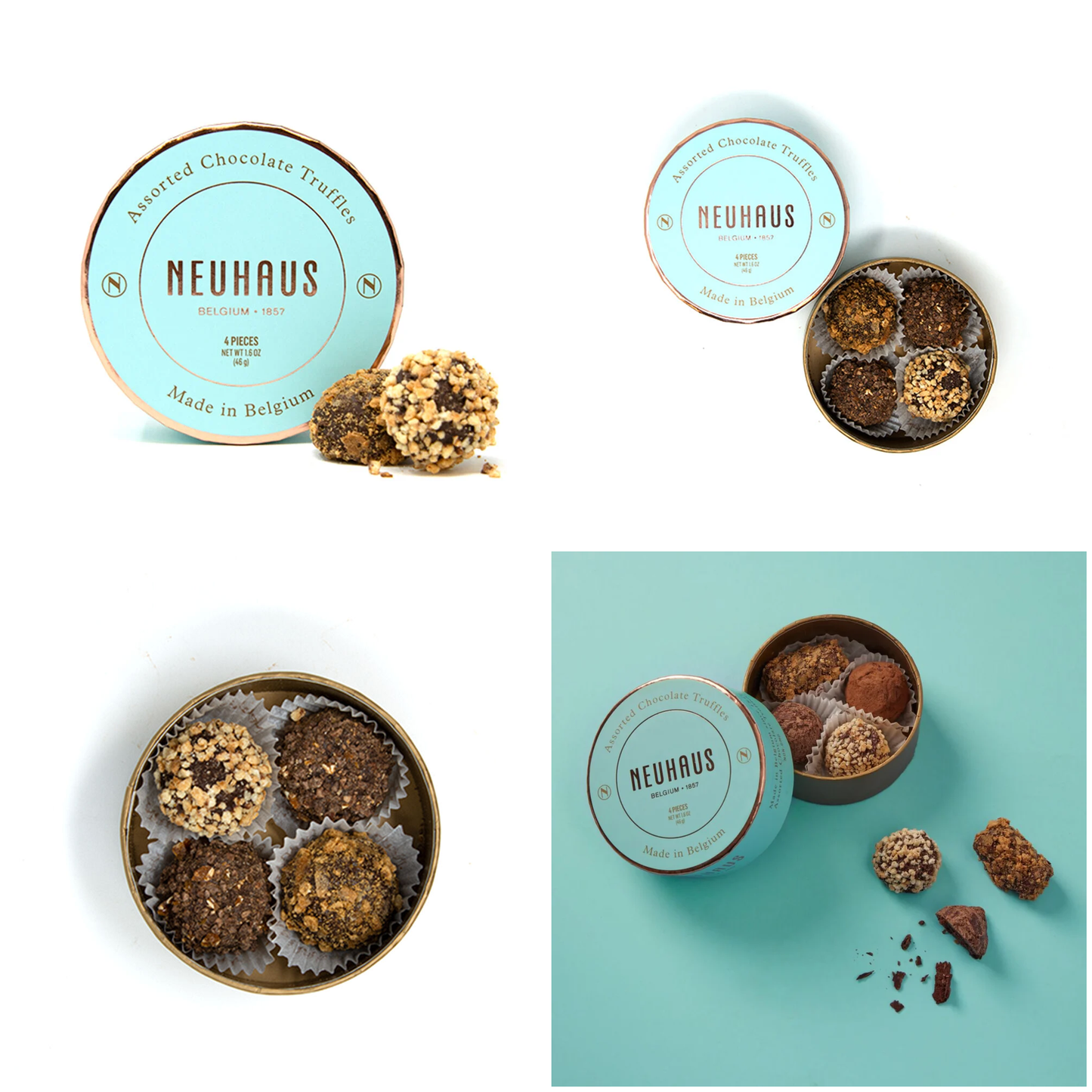 Neuhaus Belgian Chocolate Truffles – 4-Piece Petite Round Gift Box