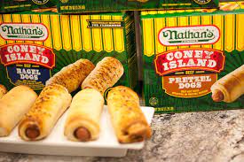 Nathan's Famous 6" Beef Pretzel Dogs - 42/Case