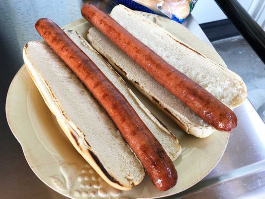 Nathan's Famous Foot Long 2/1 Beef Franks Hot Dogs - 12" ea - 20/Case