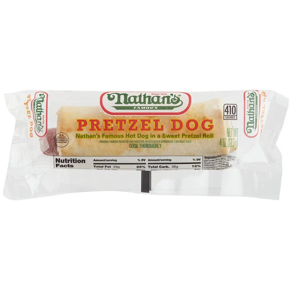 Nathan's Famous 6" Beef Pretzel Dogs - 42/Case