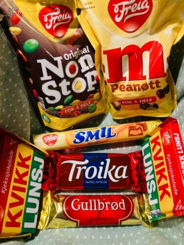 Norwegian Chocolate Candy Variety Pack - Smil Troika Gullbrød M Non Stop Kvikk Lunsj