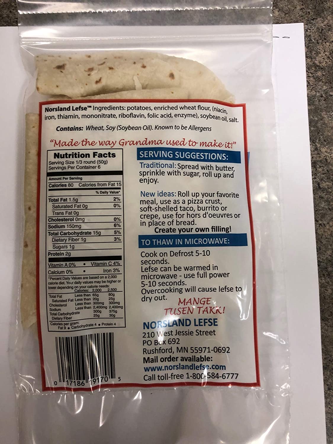 Norsland Lefse - 8 oz - 6 Packs