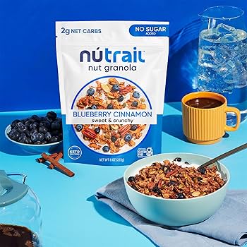 NuTrail Nut Granola Cereal Variety Pack - Blueberry Cinnamon, Honey Nut, Chocolate - No Sugar Added, Keto, Low Carb, Gluten Free, Grain Free - Pack of 3