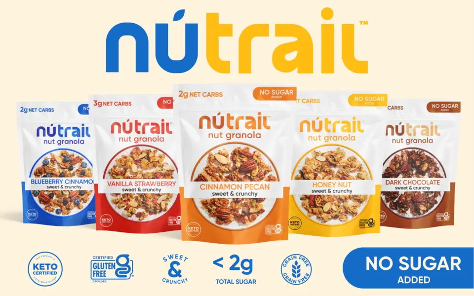 NuTrail Nut Granola Cereal Peanut Butter - No Sugar Added, Keto, Low Carb, Gluten Free, Grain Free - Pack of 3