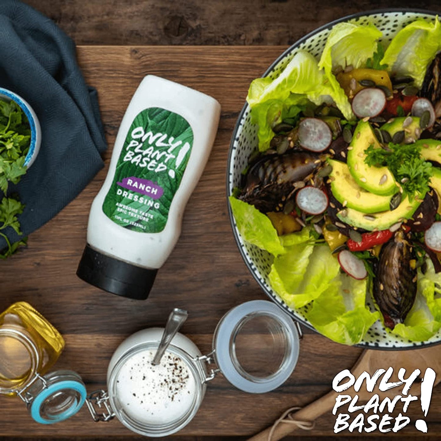 Only Plant Based Sour Cream and Ranch Dressing Variety Pack, Shelf Stable, Vegan, Squeeze Bottles