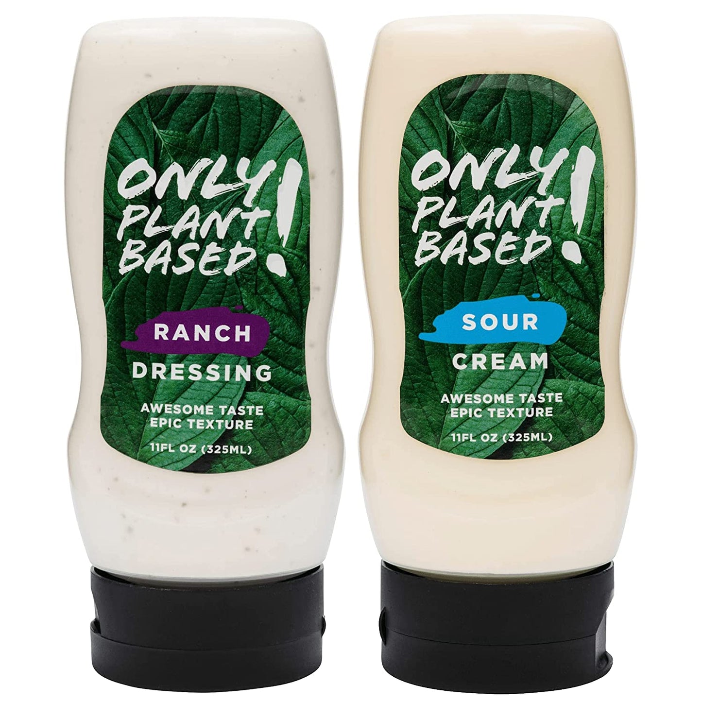 Only Plant Based Sour Cream and Ranch Dressing Variety Pack, Shelf Stable, Vegan, Squeeze Bottles