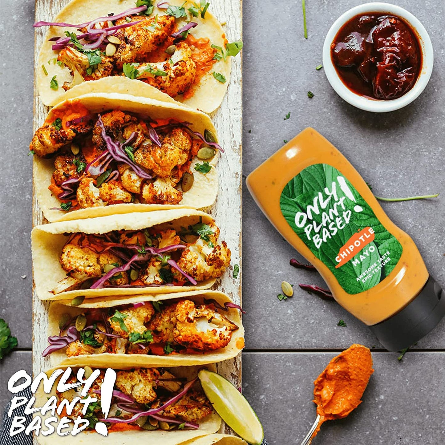 Only Plant Based Vegan Pantry Staple Variety Pack - Chipotle, Ranch Dressing, Sour Cream, Squeeze Bottles