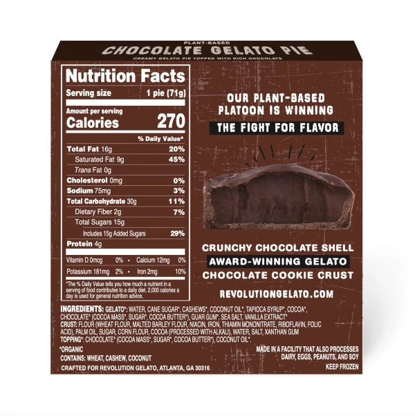 Triple Chocolate Gelato Pie - Plant Based - includes 8