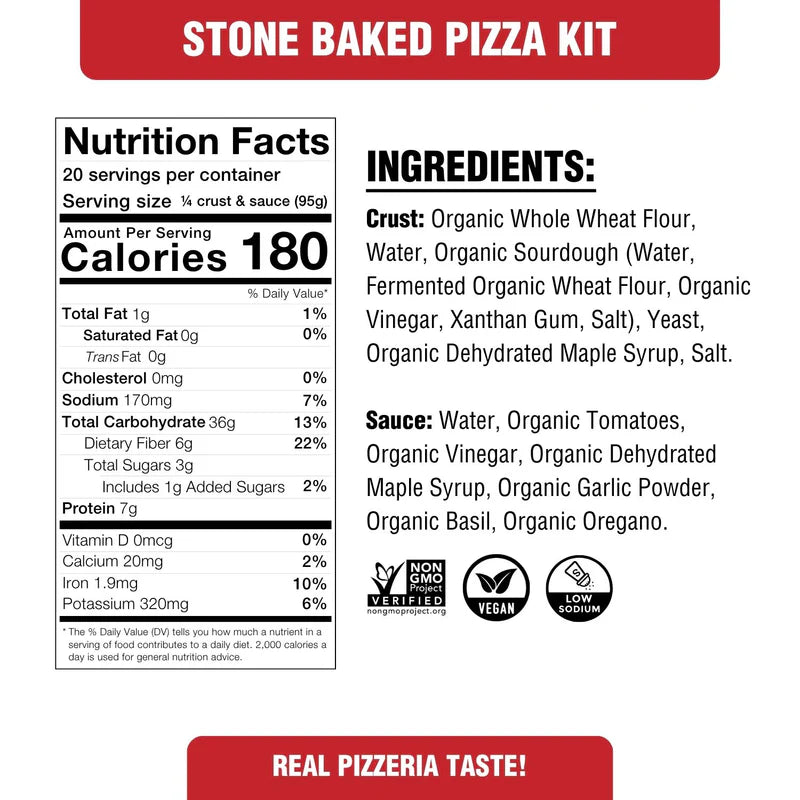 Stone Baked Organic Pizza Kit - Vegan, Non-GMO (5 Pack) by Plant Strong