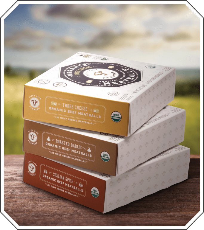 Organic Grass Fed Beef Meatballs - Three Cheese - Fifty Five Farmers