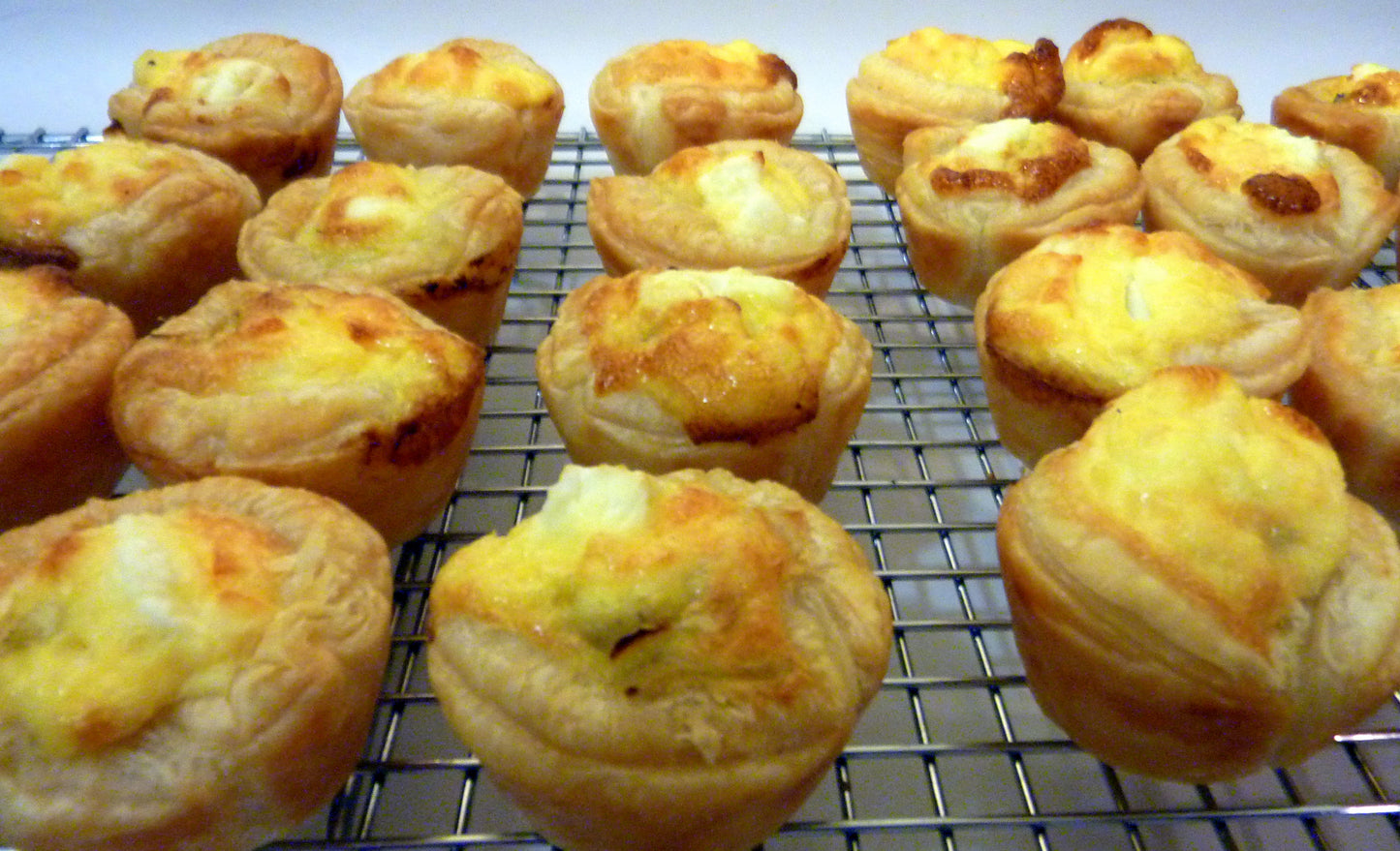 Goat Cheese, Corn & Basil Mini Quiche - 24 pieces per tray