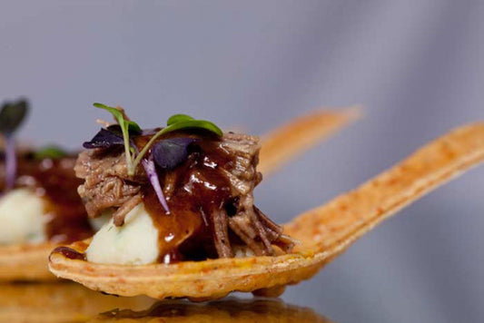 Braised Short Rib & Mashed Potato in Parmesan Spoon- 36 pieces per tray