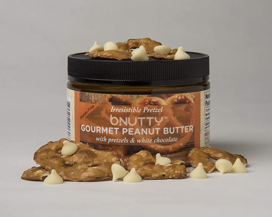 bNutty Irresistible Pretzel Gourmet Peanut Butter - Gluten Free - Natural Peanut Butter - 12oz Jars - 3 Pack