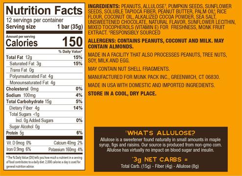 Peanut Butter Dark Chocolate Keto Nut & Seed Bar, 12-Pack GF