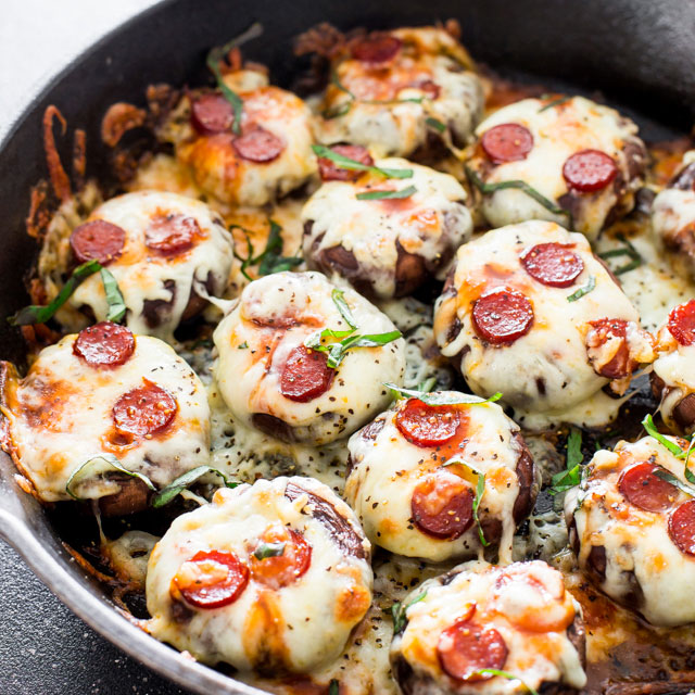 Pepperoni Pizza Stuffed Mushrooms