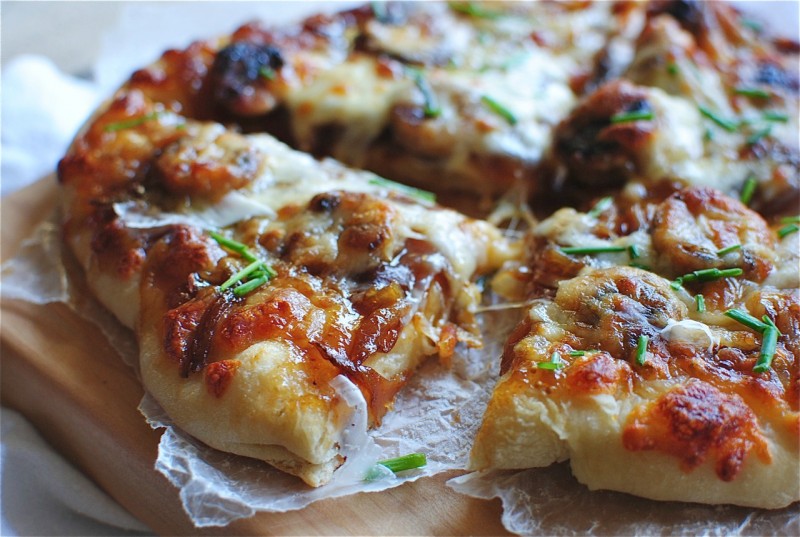 Pizza with Fig Preserves, Caramelized Onions and Chicken Sausages