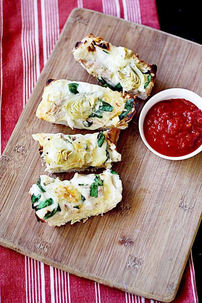 Chicken Artichoke and Spinach French Bread Pizza