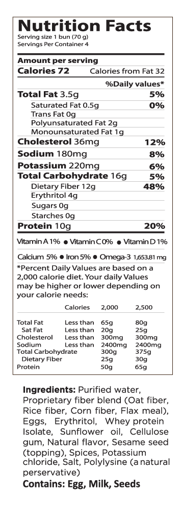 SESAME SMARTBUN® - 24-PACK - Gluten Free, ZERO CARB of sugar of starch