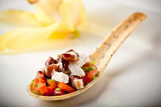 Vegetable Rataouille & Lemon Zest in a Poppy Spoon - 36 pieces per tray
