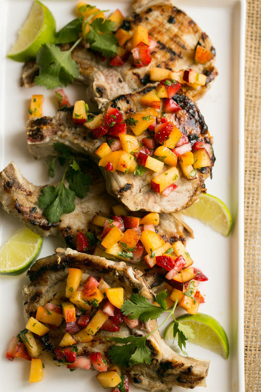 Grilled Pork Chops with Strawberry Peach Salsa