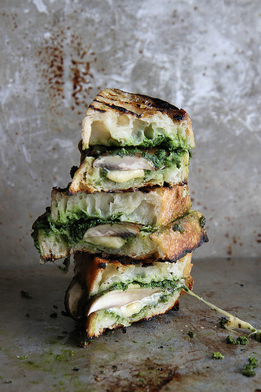 Portobello, Gouda and Kale Pesto Grilled Cheese