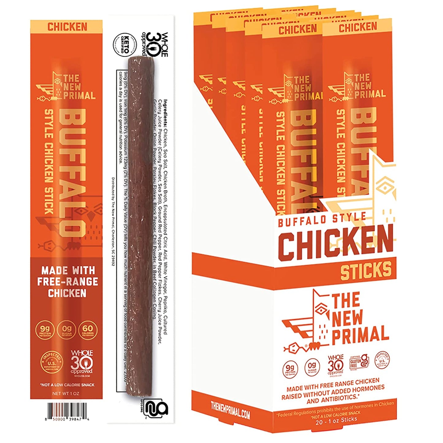 Free Range Chicken Buffalo Chicken Meat Sticks - Pack of 20