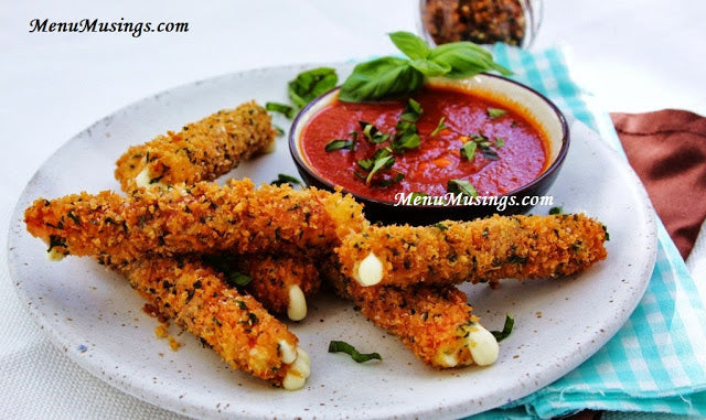Prosciutto Wrapped Mozzarella Cheese Sticks with Spicy Marinara