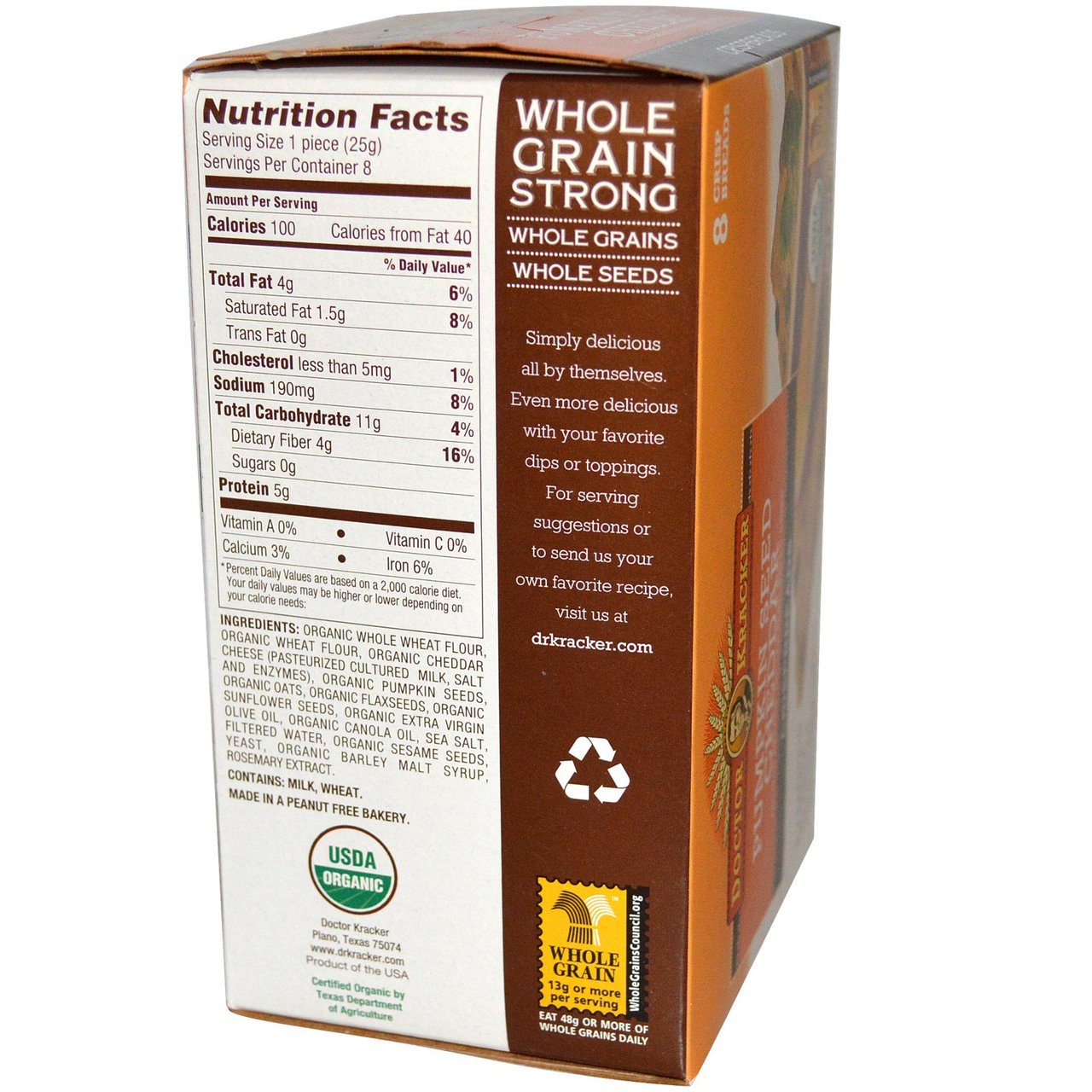 Doctor Kracker Pumpkin Seed Cheddar Crispbread, 7 oz (Pack of 2)