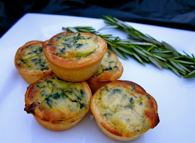 Wild Salmon & Asparagus Tip Quiche - 45 pieces per tray